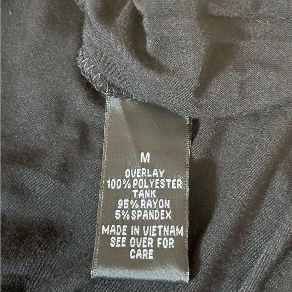 ALYX  Black Fitted Tank Floral Flutter Asymmetric Cape Overlay Size M - Picture 7 of 7